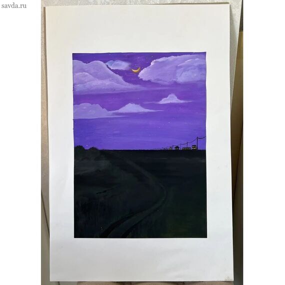 Картина "Вечер детства", акрил, бумага 31×42 см | художник Раисат Курбанова